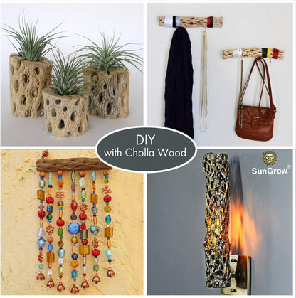 SunGrow Cholla Wood, 6” Climbing Logs, Chew Toy, Aquarium Fish, Snail, and Shrimp Driftwood, Tropical Freshwater Fish Décor, Adds Raw Beauty, 3 Pack