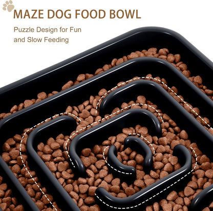 Slow Feeder Dog Bowls for Large Medium Dogs, Anti-Choking Slow Eating Maze Dog Food Bowl, Anti-Slip Slow Feeding Pet Puzzle Bowl,Black