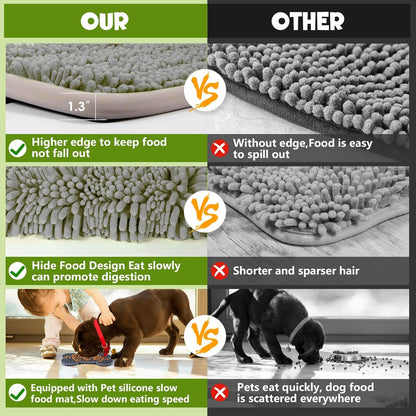 Snuffle Mat for Dogs 21x16Inc and Small Silicone Lick Mat for Dog,Dog Sniffiing Interactive Foraging Puzzle Toy, Stress Relief & Training for Small/Medium/Large Dogs(Gray)