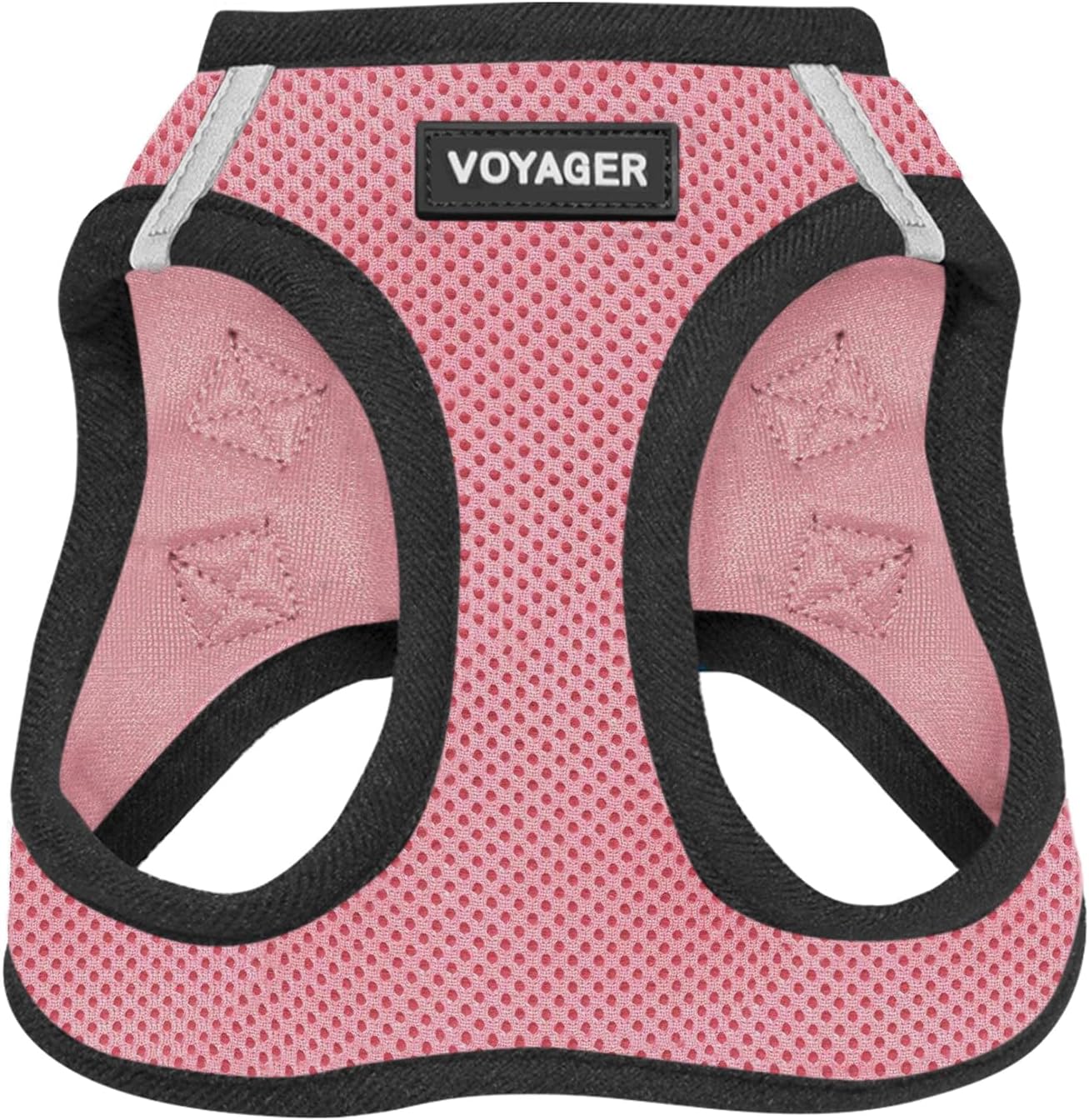 Best Pet Supplies - All Weather Mesh/Plush, Reflective, No Pull Harness for Small, Medium Dogs, Cats - Secure with Hook & Loop Fastener, Buckle, Double D-Rings - Pink/Black Trim, M