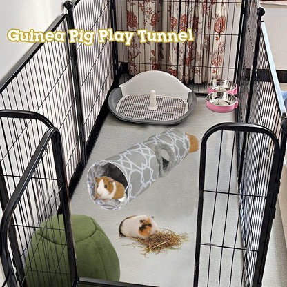 LUCKITTY Plush Inside Stright Shape Small Animals Tube Tunnel with Interactive Ball for Guinea Pig, Hamster, Chinchilla, Hedgehog Hiding and Resting, Geometric Grey