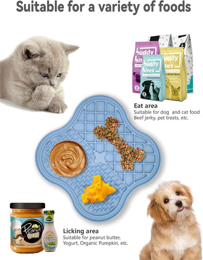 Lick Mat for Dogs, Dog Lick Mat, Cat Lick Mat, Dog Lick Mat with Suction Cups, Dog Licking Mat, Dog Peanut Butter Lick Pad, Puppy Lick Mat, Slow Feeders (Blue, 8.27in)
