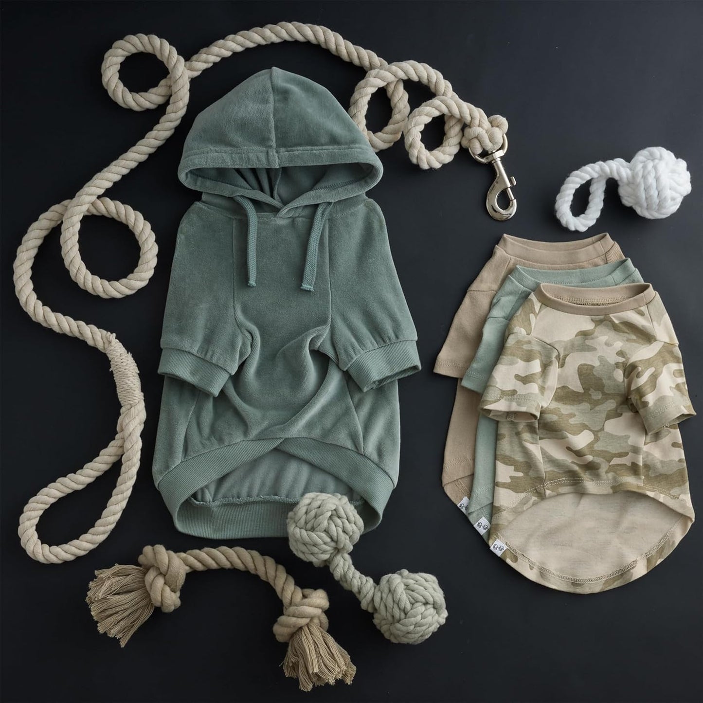 Cooper II Organic Cotton Velour Dog Hoodie Pet Coat for Small, Medium and Large Dogs, Sage, Medium (20-45 lbs)