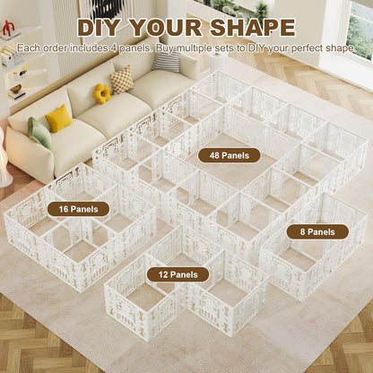 Dog Playpen for Dogs Indoor Small, Dog Play Pen Indoors/Outdoors, Puppy Playpen Indoor, Folding & Portable Dog Pen 4-Panel & 4-Door, Pet Fence Unique Design 2025, 26" High