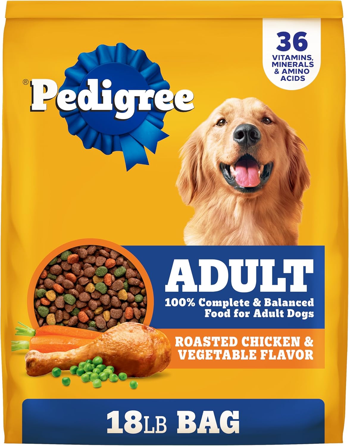 Pedigree Complete Nutrition Adult Dry Dog Food, Roasted Chicken & Vegetable Flavor, 18 lb. Bag
