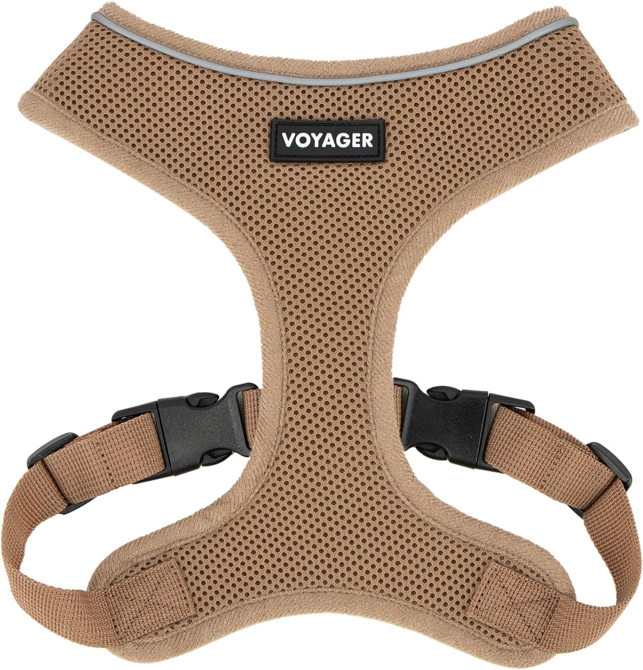 Best Pet Supplies Voyager Aerolite Adjustable No Pull Dog Harness with Reflective Stripes for Walking, Jogging, Heavy-Duty - Beige, Small