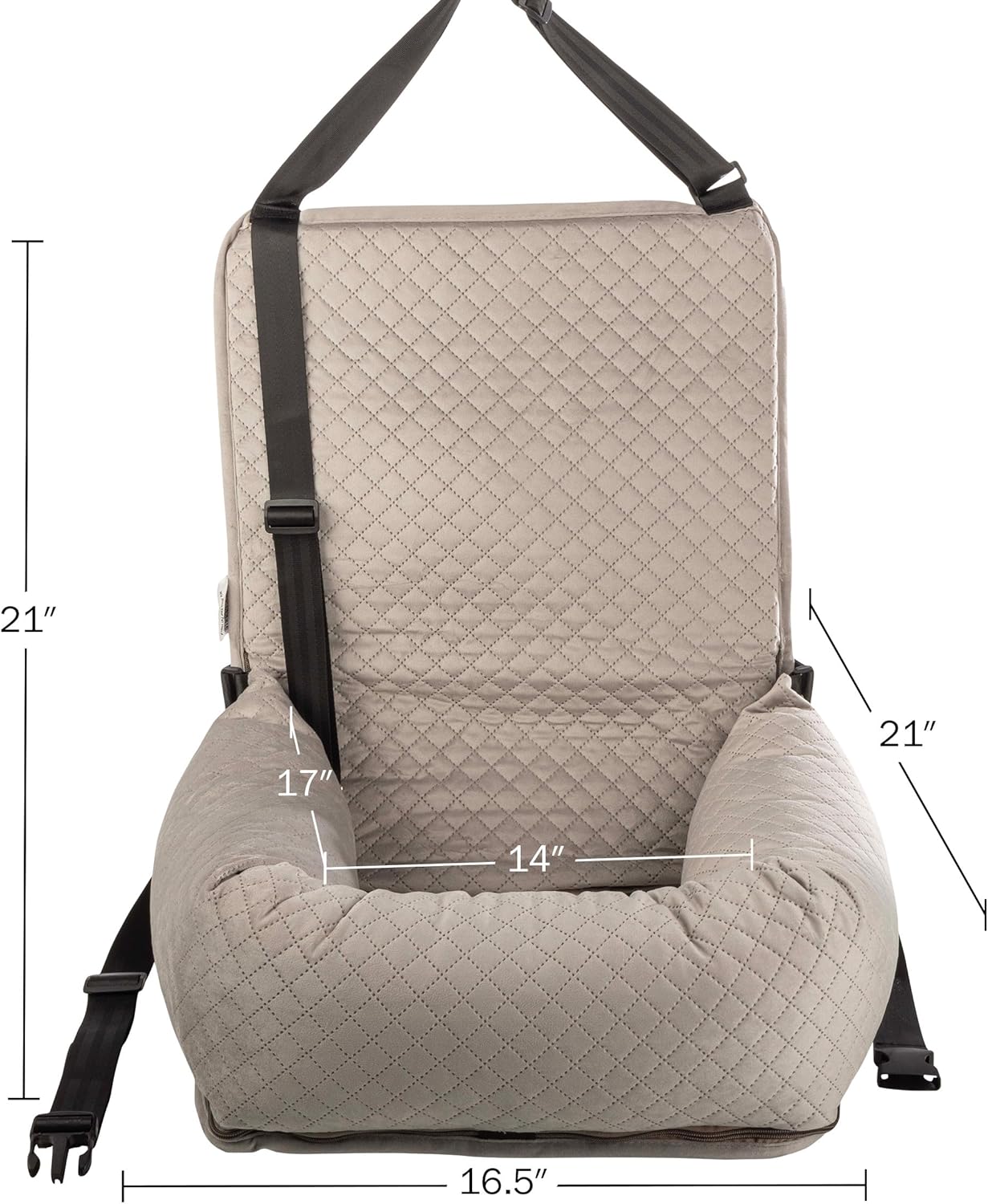 Dog Car Seat - Dog Car Seats for Small to Medium Dogs and Cats up to 44lbs - Pet Travel Accessories with Tether and Removable Washable Cover - Pet Booster Seat for Front or Back by PETMAKER (Gray)