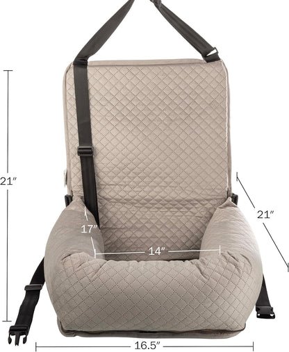 Dog Car Seat - Dog Car Seats for Small to Medium Dogs and Cats up to 44lbs - Pet Travel Accessories with Tether and Removable Washable Cover - Pet Booster Seat for Front or Back by PETMAKER (Gray)