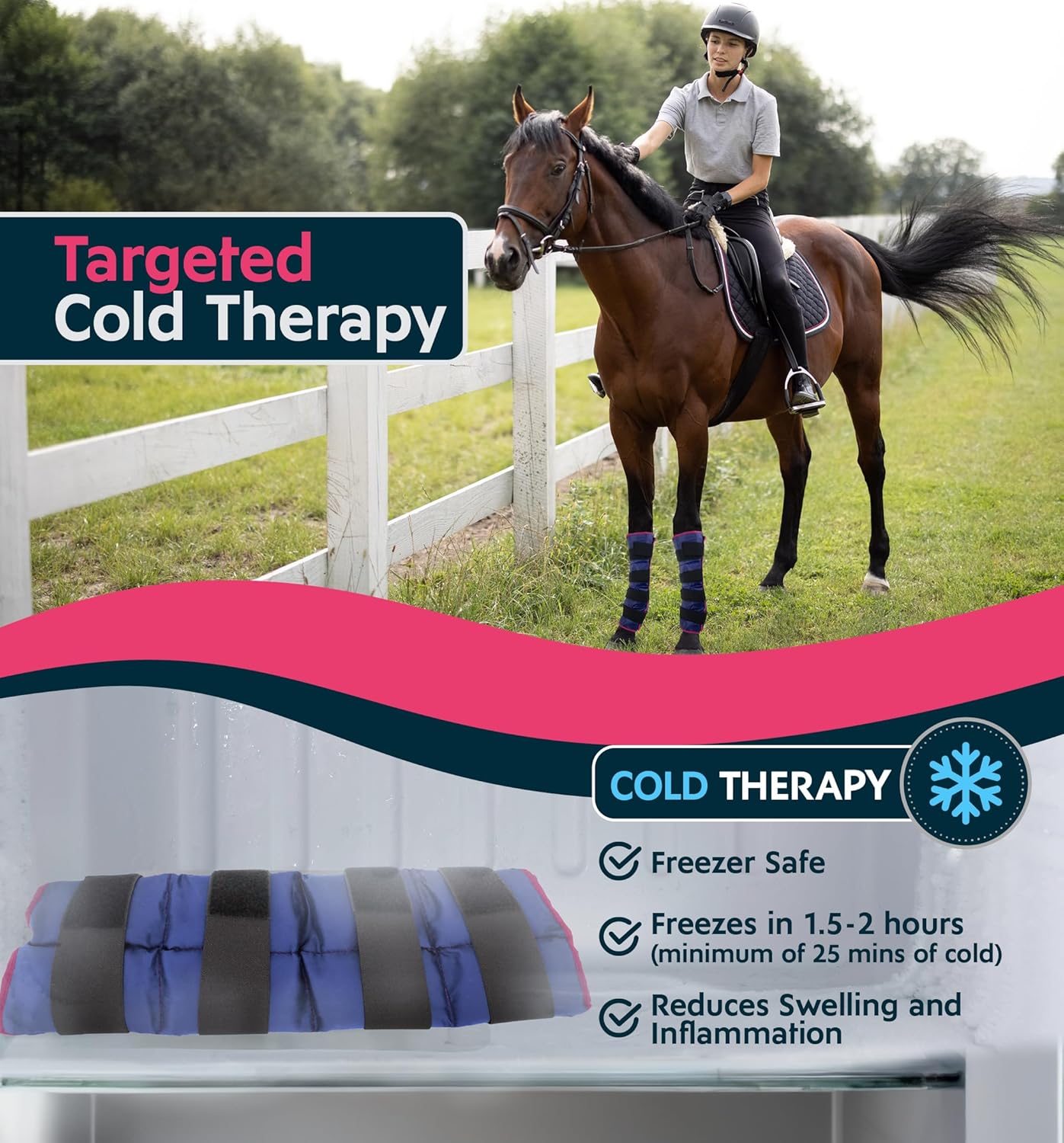 Magic Gel Horse Ice Pack with Carry Case - Twin Ice Boots | Cooling Horse Leg Wraps for Hock, Ankle, Knee, Legs, Boots, and Hooves | Horse Tack, Horse Supplies & Horse Gift Ideas for Horse Lovers
