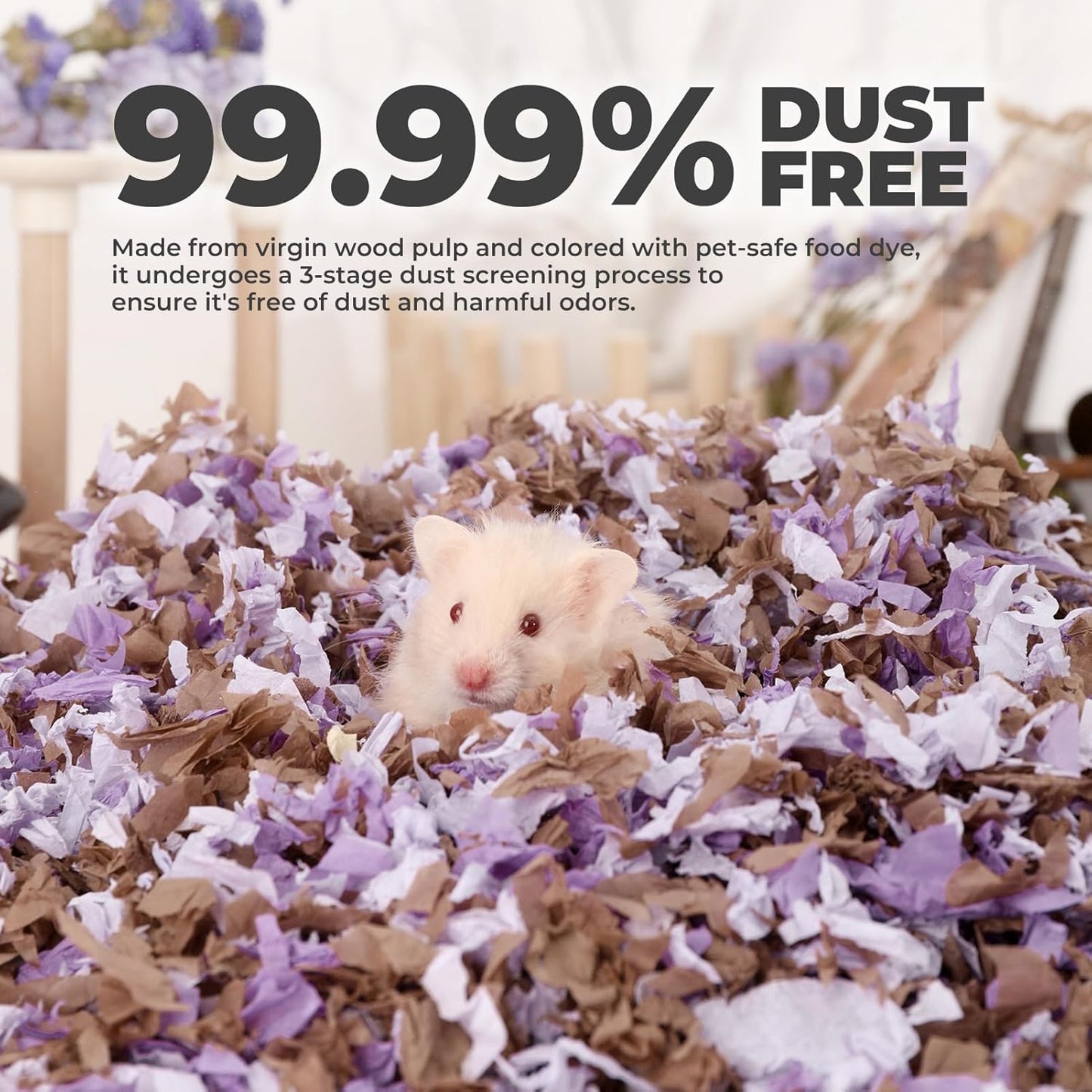 mini&moe Hamster Bedding 50L: Dust-Free and Odor Control Moisture Absorbent Natural Paper Small Pet Bedding - for Guinea Pigs, Hamsters, Chinchilla,Rabbits,Rat,Ferret, and Gerbil, 50 Liters