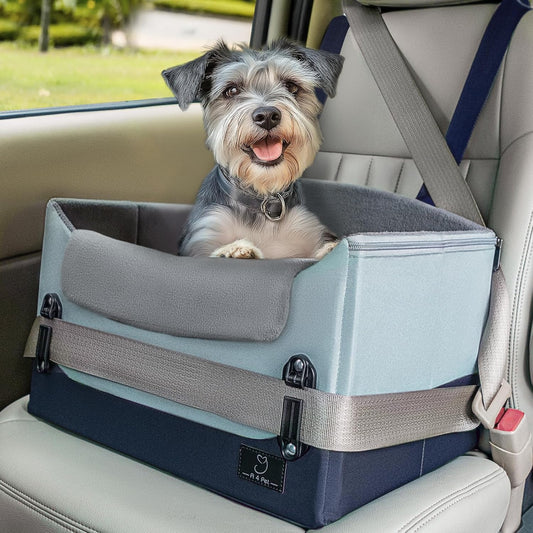 Upgraded Dog Car Seat for Small Dogs Under 25lbs – Safety Booster Seat with Patent Buckles, Adjustable Leash, for Travel, Cars, SUV, Pickup – A4Pet Pet Bed for Puppy & Cat