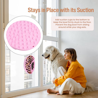Lick Mat for Dogs and Cats with Suction Cups, Silicone Slow Feeders Dog Bowls for Anxiety Relief, Perfect for Yogurt, Treats or Peanut Butter (Pink)