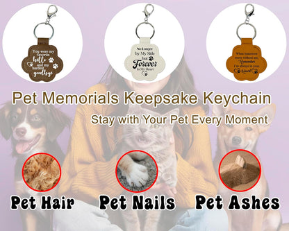 3 Pcs Pet Paw Keychain – Refillable Leather Paw Print Keepsake for Dog or Cat Hair, Transparent Pet Memorial Keychain with Compartment, Sympathy Gift for Pet Lovers, Fur Animal Ornaments Paw Shaped