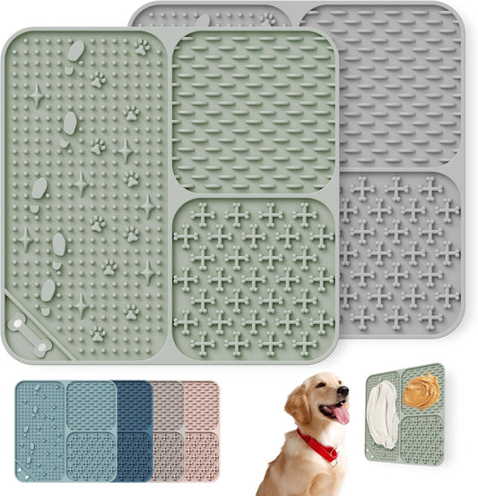 Lick Mat for Dogs Cats(2pcs, Small, 5.9") Easy Clean Silicone Licking Pad Slow Feeder for Pets with Suction Cups, Enrichment Accessories Anxiety Boredom Relief, Keep Them Busy for Bathing