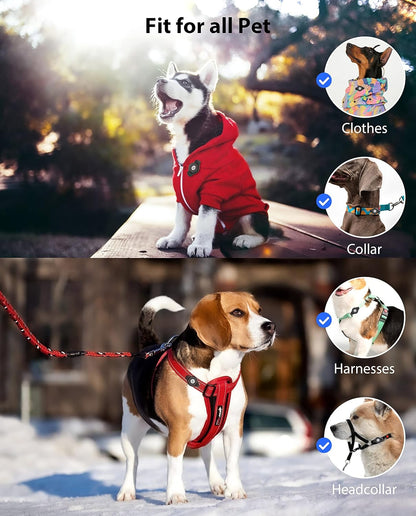 AirTag Holder Fit All Dog Collars Harness, Stouchi Innovative Style Protective AirTag Case with Pins Fixing Buckle for iPhone, AirTag Pet, Dog and Cat AirTag Mount