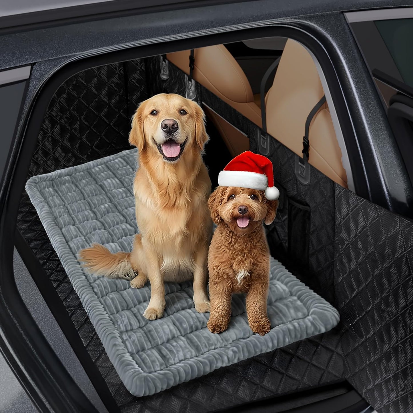 Backseat Dog Bed Mat for Car, Dog Bed for Back Seat, Pet Car Blanket Soft and Comfortable, Upgraded Bottom Non-Slip, Washable Travel Pet Mat for Cars Trucks and SUVs, Gray, 53x24in