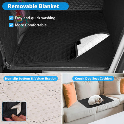 Dog Car Seat for Large Medium Dogs, Hard Bottom Back Seat Extender for Dogs with Soft Removable Blanket, Non-Slip Dog Car Hammock Turn into Soft Pet Travel Bed,Half Pet Seat for Car SUV Truck(Black)