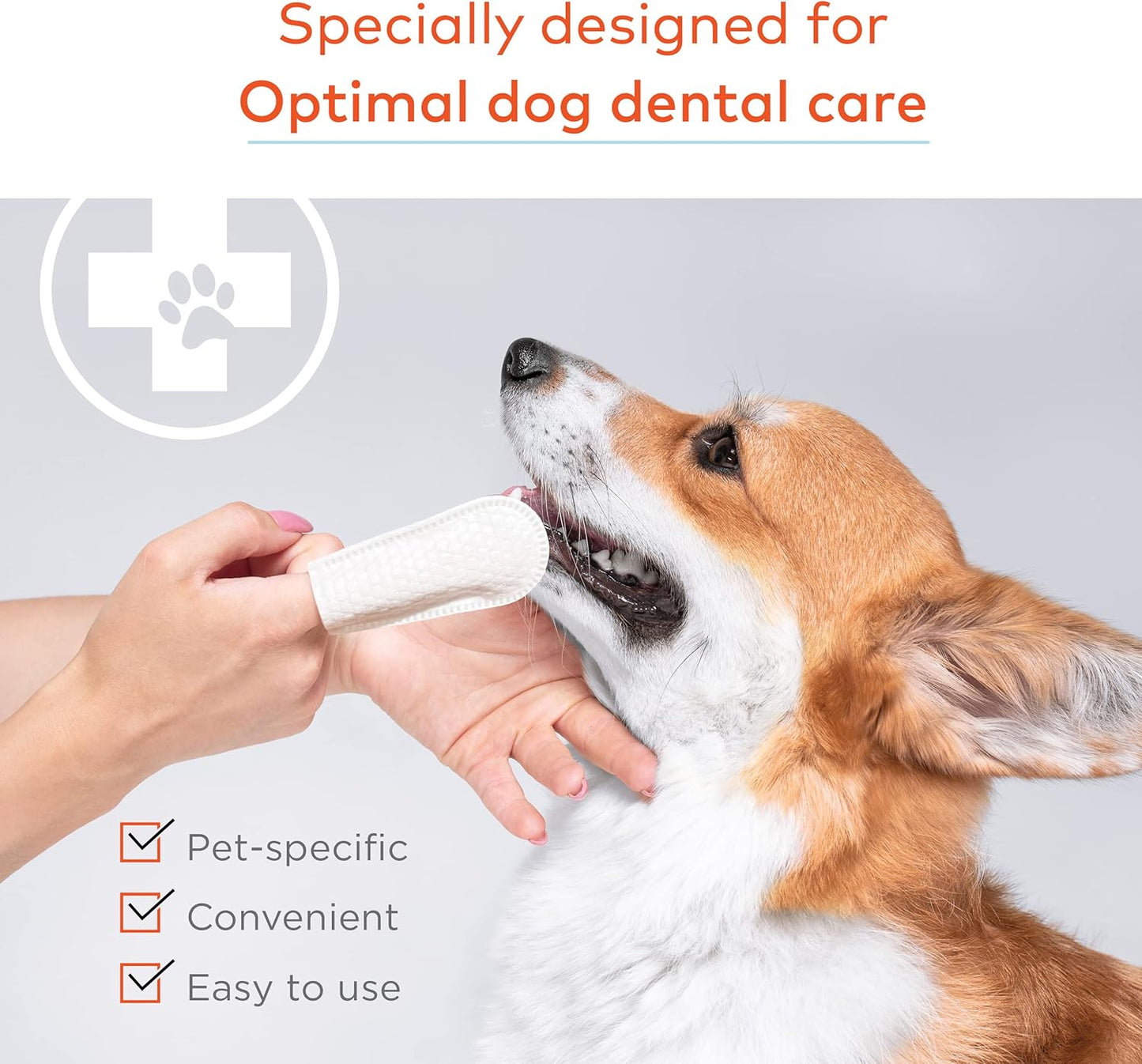 Dental Finger Wipes for Dogs - 50 Wipes - Vet Formulated Dog Dental Teeth Cleaning Wipes for Dogs - Pre-Soaked Oral Cleaning Pads - Reduces Plaque, Tartar & Dog Breath Freshener