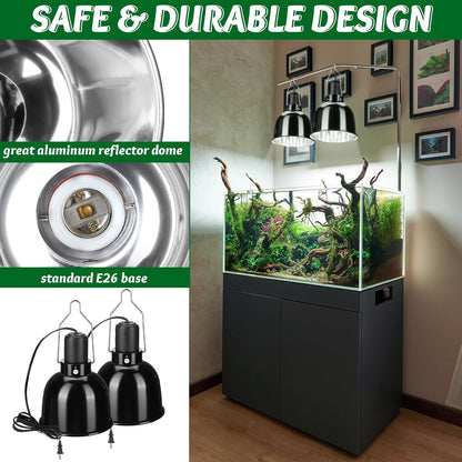 Macarrie 4 Pack Reptile Heat Lamp Fixture, 5.5 Inch Metal Dome Light Fixtures for Reptiles UVB Bulb Basking Heat Bulb, Brooder, Plants, Amphibians, Lizard Turtles Terrariums