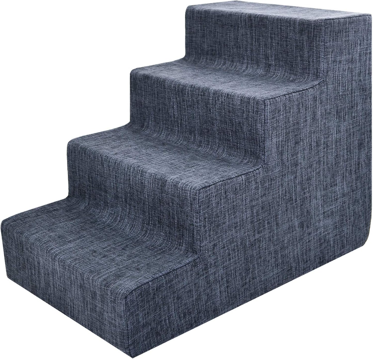 Best Pet Supplies Dog Stairs for Small Dogs & Cats, Foam Pet Steps Portable Ramp for Couch Sofa and High Bed Non-Slip Balanced Indoor Step Support, Paw Safe No Assembly - Dark Gray Linen, 4-Step