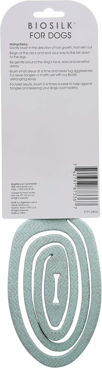 BioSilk for Pets Eco-Friendly Detangling Pin Brush for Dogs in Mint Green | Easy to Hold Ergonomic Handle Dog Brushes, Wet or Dry Dog Hair Brush, Light Blue (FF12806),Gray/Black