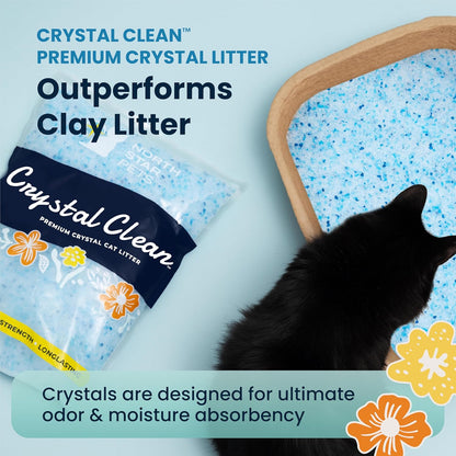 Crystal Clean Premium Fresh Scent Crystal Cat Litter with Odor Control (5X Faster), Best Lightweight, Non Clumping Kitty Litter to Absorb Urine, Dries Solid Waste (2X4.3 Lb Bags)