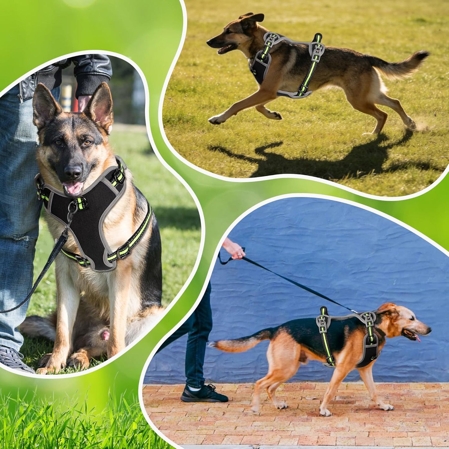 Dog Harness, No Pull Pet Vest Reflective Strip Escape Proof, Easy to Adjust Dog Harness with Escape Proof Function Suitable for Walking, Traveling and Training, Black, L