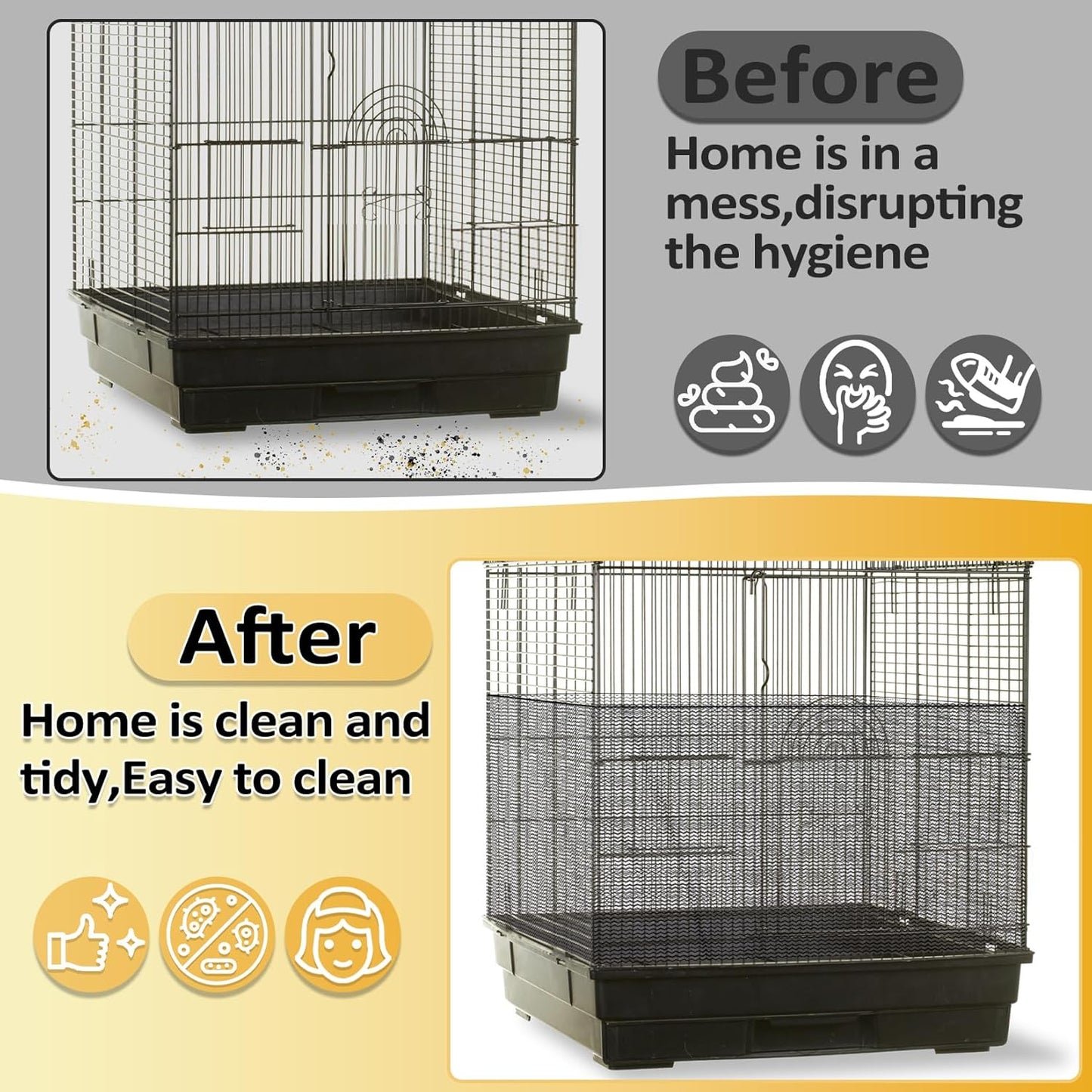 2 Pcs Bird Cage Cover - Bird Cage Seed Catcher Bird Net Bird Cage Skirt Nylon Nesh Bird Cage Net for Round Square Canary Parakeet Cockatiel Pigeon Budgie Quail Large Tall Big Bird Cage