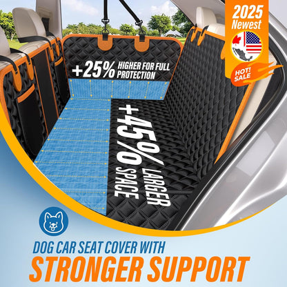 Back Seat Extender for Dogs, 7-in-1 Dog Car Seat Cover for Back Seat, Hard Bottom Car Seat Cover Holds 420lbs, Waterproof & Scratchproof Back Seat Pet Cover for Dogs, Dog Hammock for Car, SUVs