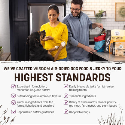 Earth Animal Wisdom Air Dried Dog Food & Jerky Bundle – Turkey Recipe, Premium Natural Dog Food & Treats for All Breeds & Ages - Includes 2 lb Bag + 4 oz Jerky Strips - Made in The USA