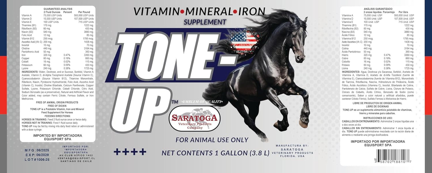 Tone-Up Advanced Equine Vitamin, Mineral & Iron Formula – Supports Strength, Endurance, Muscle Conditioning, Appetite & Quick Recovery – Liquid Horse Supplement, 1 Gallon