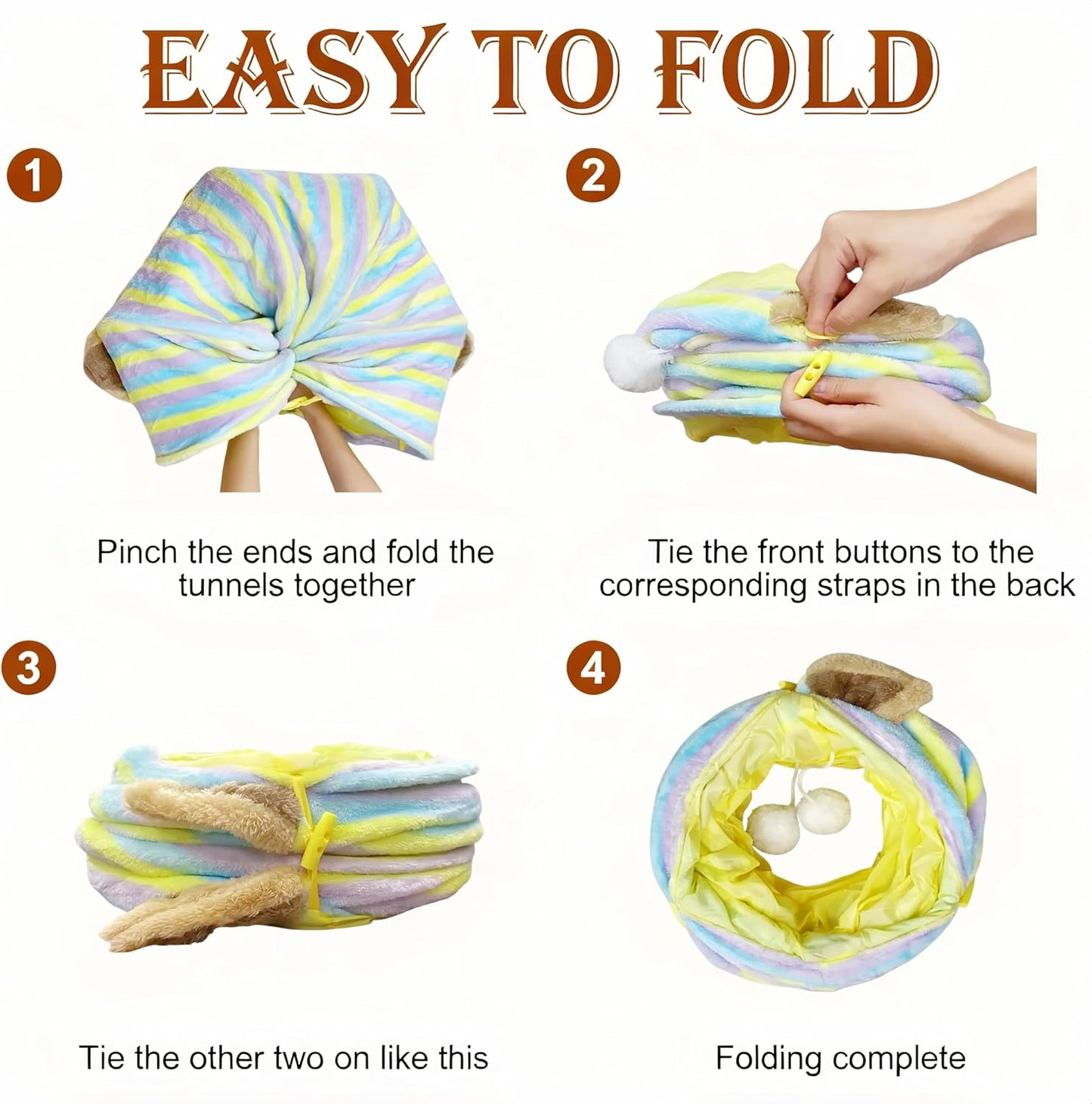 Cat Tunnel for Indoor Cats, Cats Toys Collapsible Tunnel Straight Tube with Fun Ball and 2 Holes, Pet Tunnels for Rabbits, Kittens, Ferrets, Puppy, Diameter 9.8 Inch