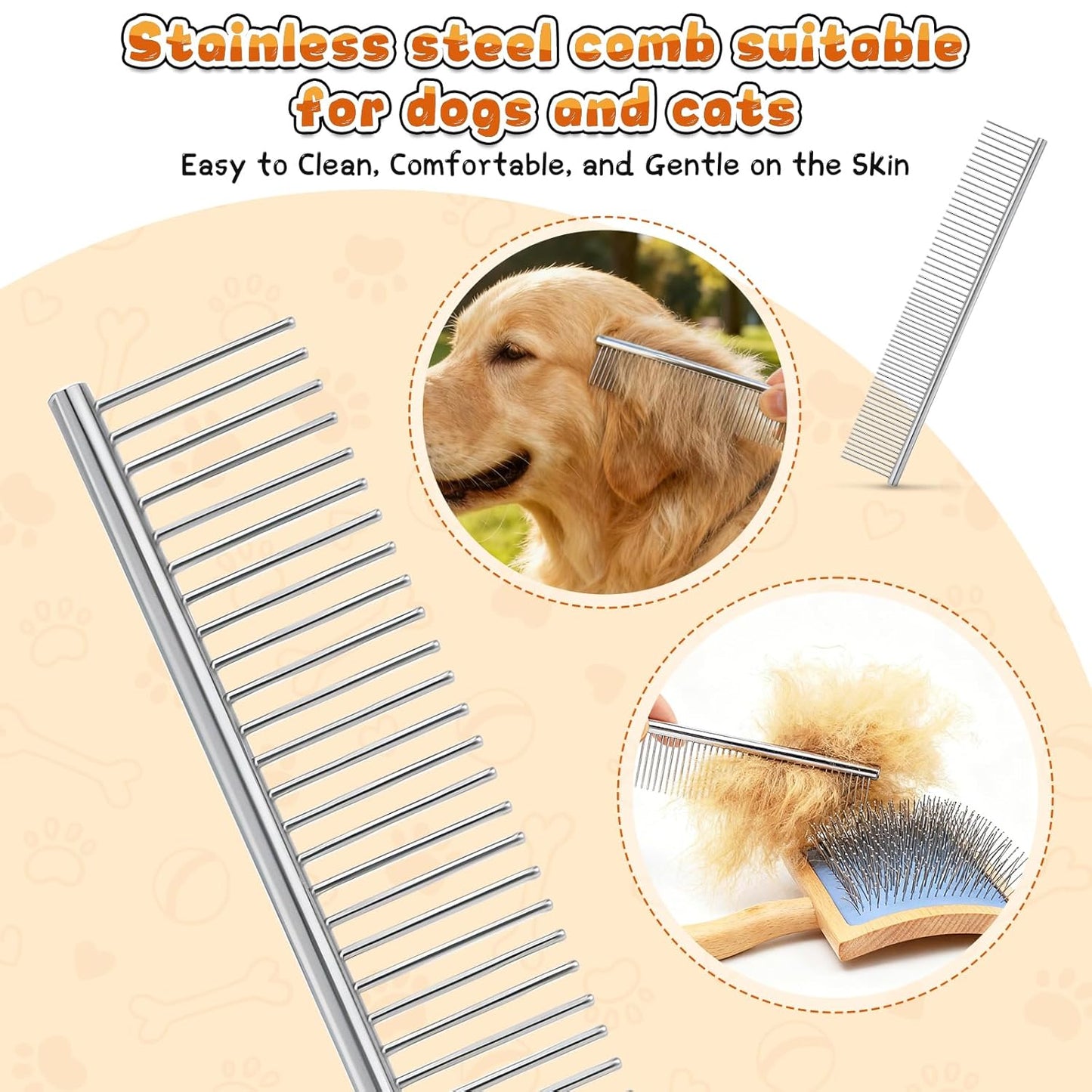 3 PCS Slicker Brush for Dogs, Makerfire Ergonomic Dog Slicker Brush for Grooming Long Hair Dogs, Professional Dog Grooming Brushes with Detangler Comb for Golden Doodle & Poodle