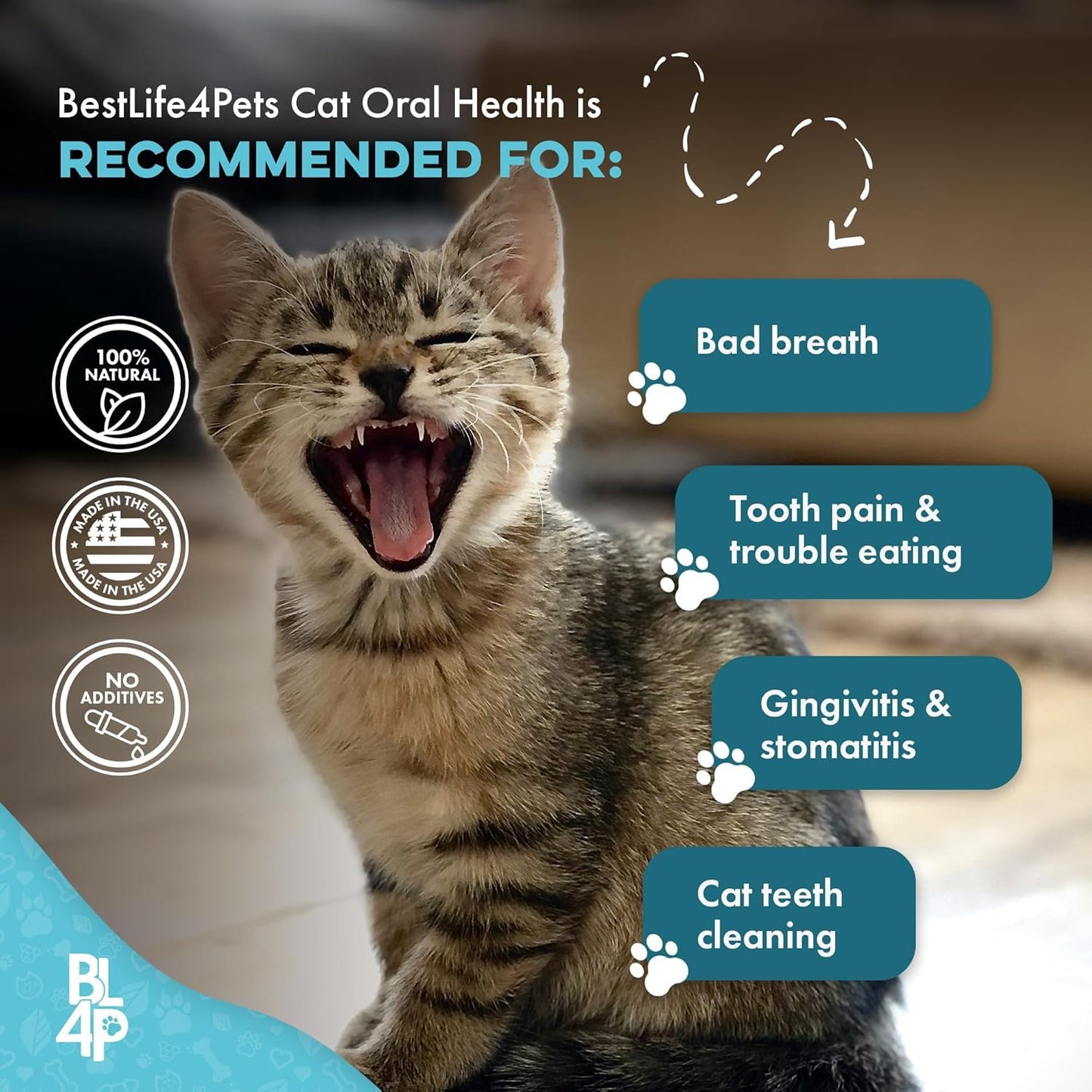 Cat Dental Care Supplement for Bad Breath, Tartar & Gum Support - Natural Cat Teeth Cleaning Oral Tablets Provide Eating & Gum Comfort, Teeth Wellness and Plaque Control, Tiny Dissolvable 400 Pills