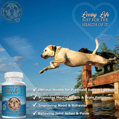 Pure Omega 3 Wild Fish Oil for Dogs with Vitamin E - Highest EPA & DHA Softgels Available (1000mg) 180ct