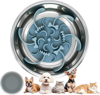 2 in 1 Slow Feeder Dog Bowl & One More Insert，Suitable for Active and High-Destructive Dog