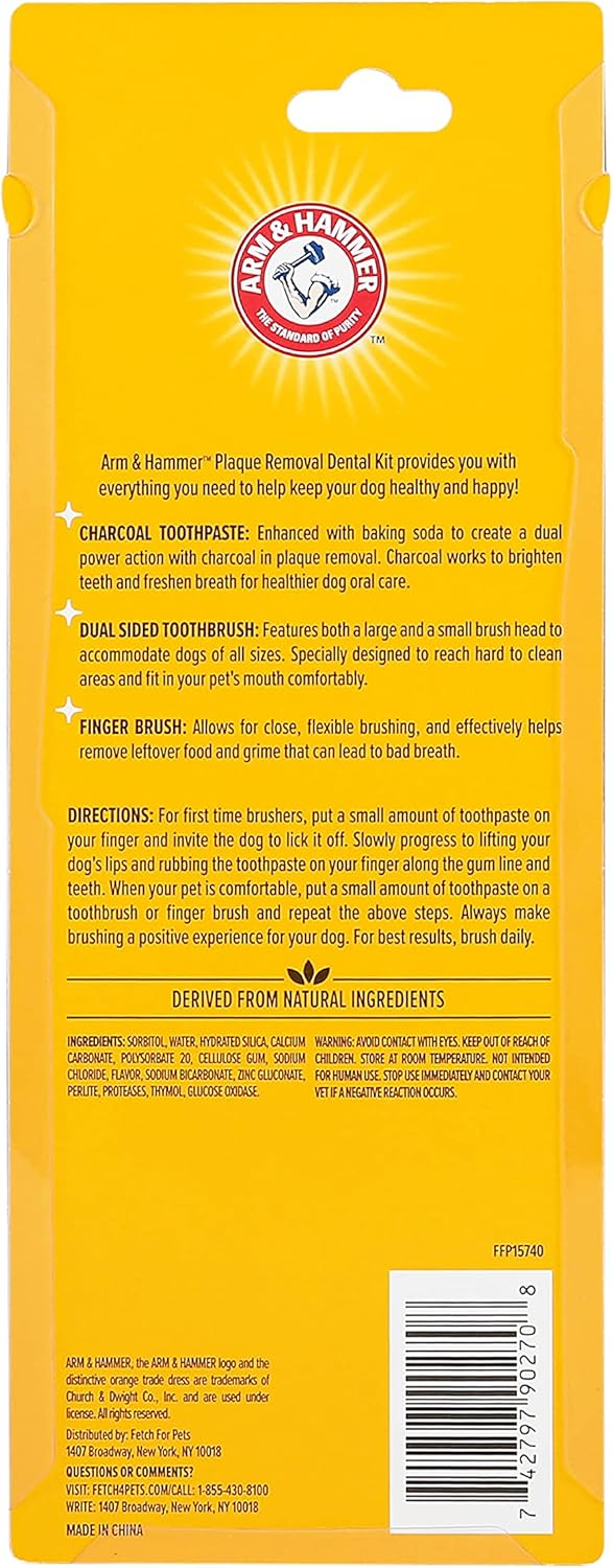 Arm & Hammer for Pets Dog Dental Care Fresh Breath Kit | Includes Arm & Hammer Baking Soda Dog Toothpaste and Dog Toothbrush | Dog Plaque Removal Kit, Mint