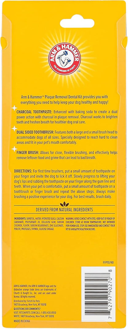Arm & Hammer for Pets Dog Dental Care Fresh Breath Kit | Includes Arm & Hammer Baking Soda Dog Toothpaste and Dog Toothbrush | Dog Plaque Removal Kit, Mint