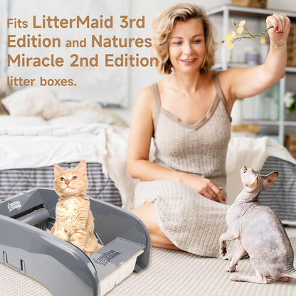 30 PCs Disposable Waste Receptacles with Charcoal Bags Compatible with Nature's Miracle Litter Box 2nd and Littermaid Litter Box 3rd, Disposable Cat Litter Trays (Machine NOT Included)