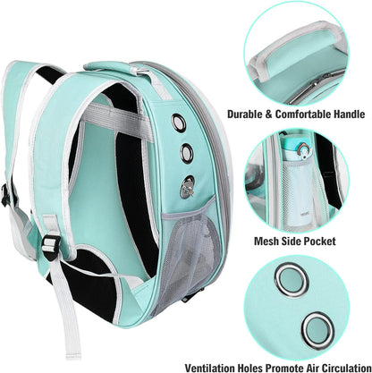 Bird Backpack Carrier with Perch, Portable Bird Travel Cage Bag, Clear Parrot Carrier Cockatiel Cage with Toy Stainless Steel Food Bowl Tray for Conures Parakeet Budgie Canary Lovebirds Small Animals