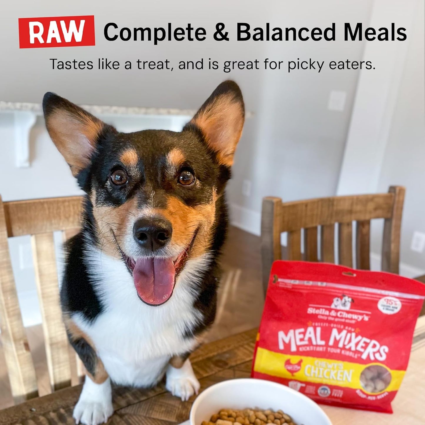 Stella & Chewy's Freeze-Dried Raw Chicken Meal Mixers- Dog Food Topper and Mixer - Made with 95% Cage-Free Chicken, Organs & Bone - Perfect for Picky Eaters - Grain-Free - 18oz