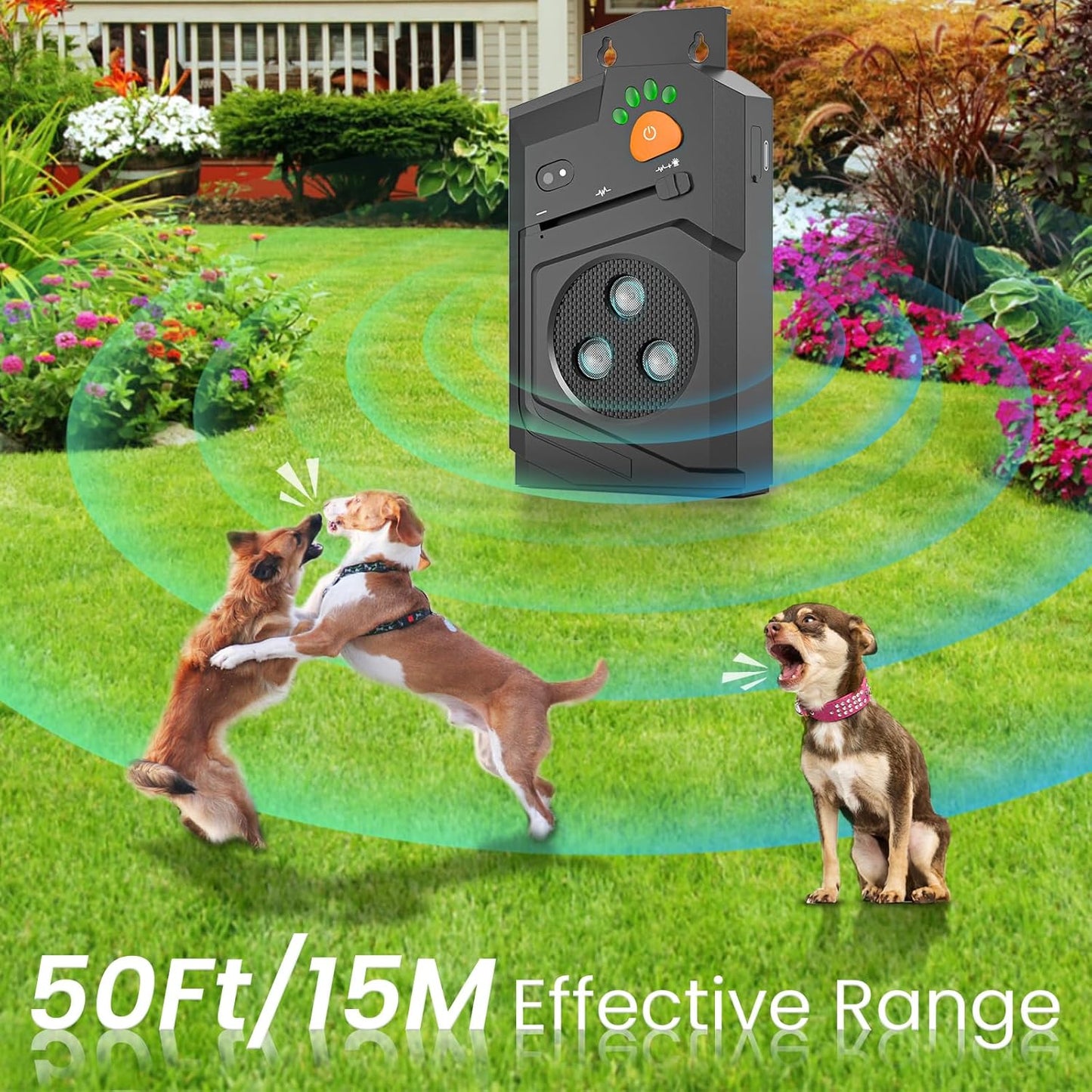 Anti Barking Device for Dogs, 3X Ultrasonic Dog Bark Deterrent Devices with 3 Modes, 50Ft Range Anti Bark Box, IP56 Waterproof Ultrasonic Dog Barking Deterrent Indoor Outdoor Use