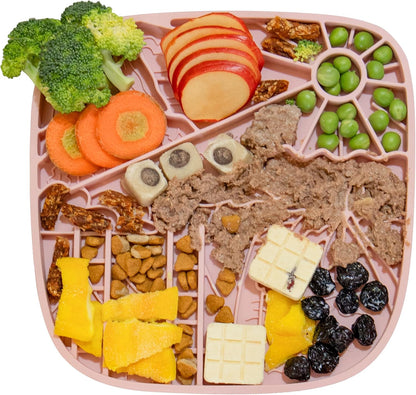 Puzzle Feeder Dog Lick Mat,Freezable Dog Enrichment Toys for Mental Stimulation and Anxiety Relief, Silicone Lick Mat, Slow Feeder Supports All Types of Food,Pink