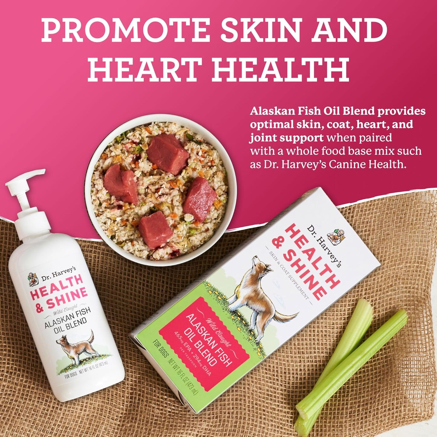 Dr. Harvey's Health & Shine Alaskan Fish Oil Blend for Dogs - Supports Healthy Heart, Brain, and Eyes (16 fl. oz.)