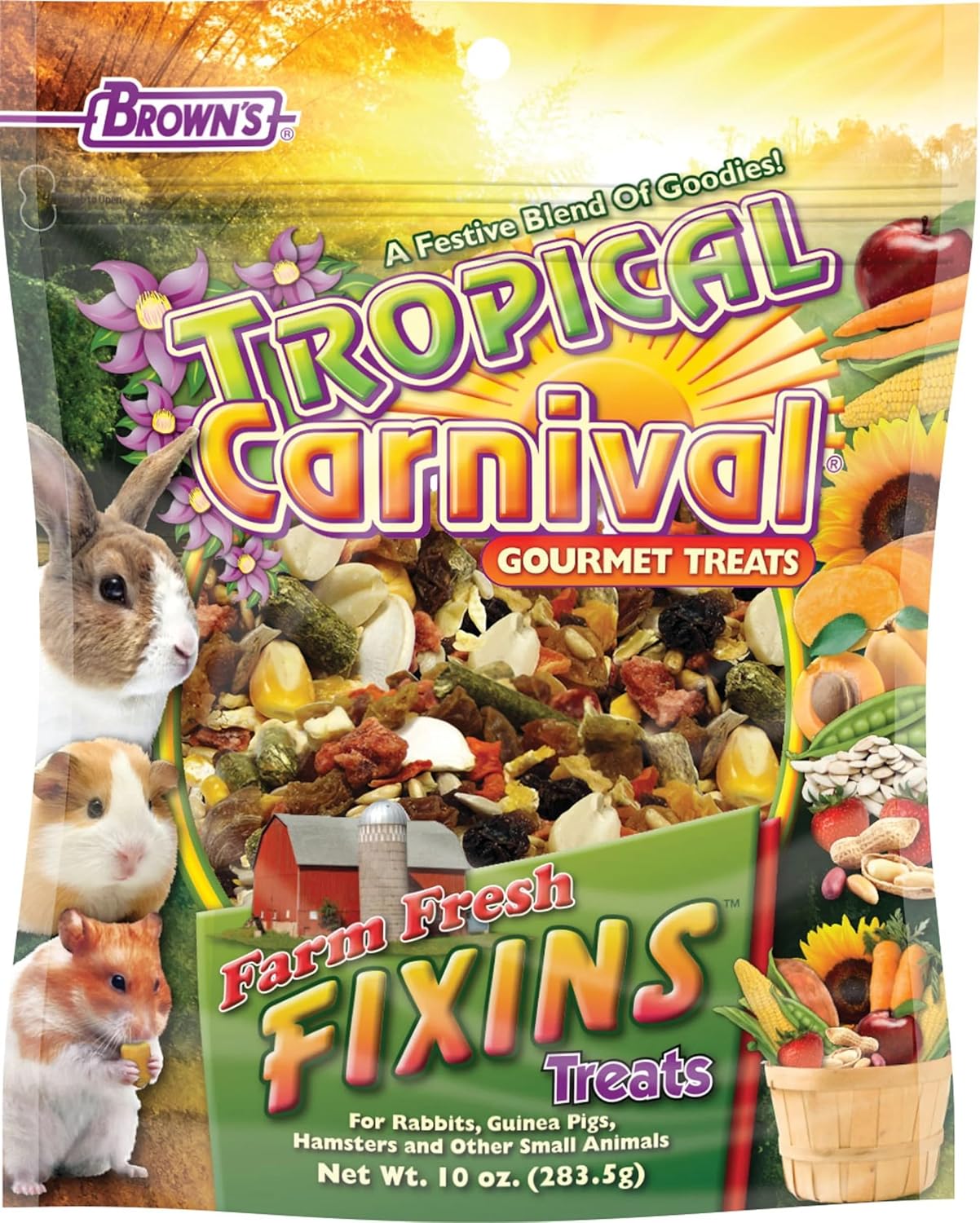 Tropical Carnival Brown's Gourmet Small Animal Treat Bundle | Rabbits, Guinea Pigs, Hamsters, Gerbils, Chinchillas, Pet Mice. Four Varieties