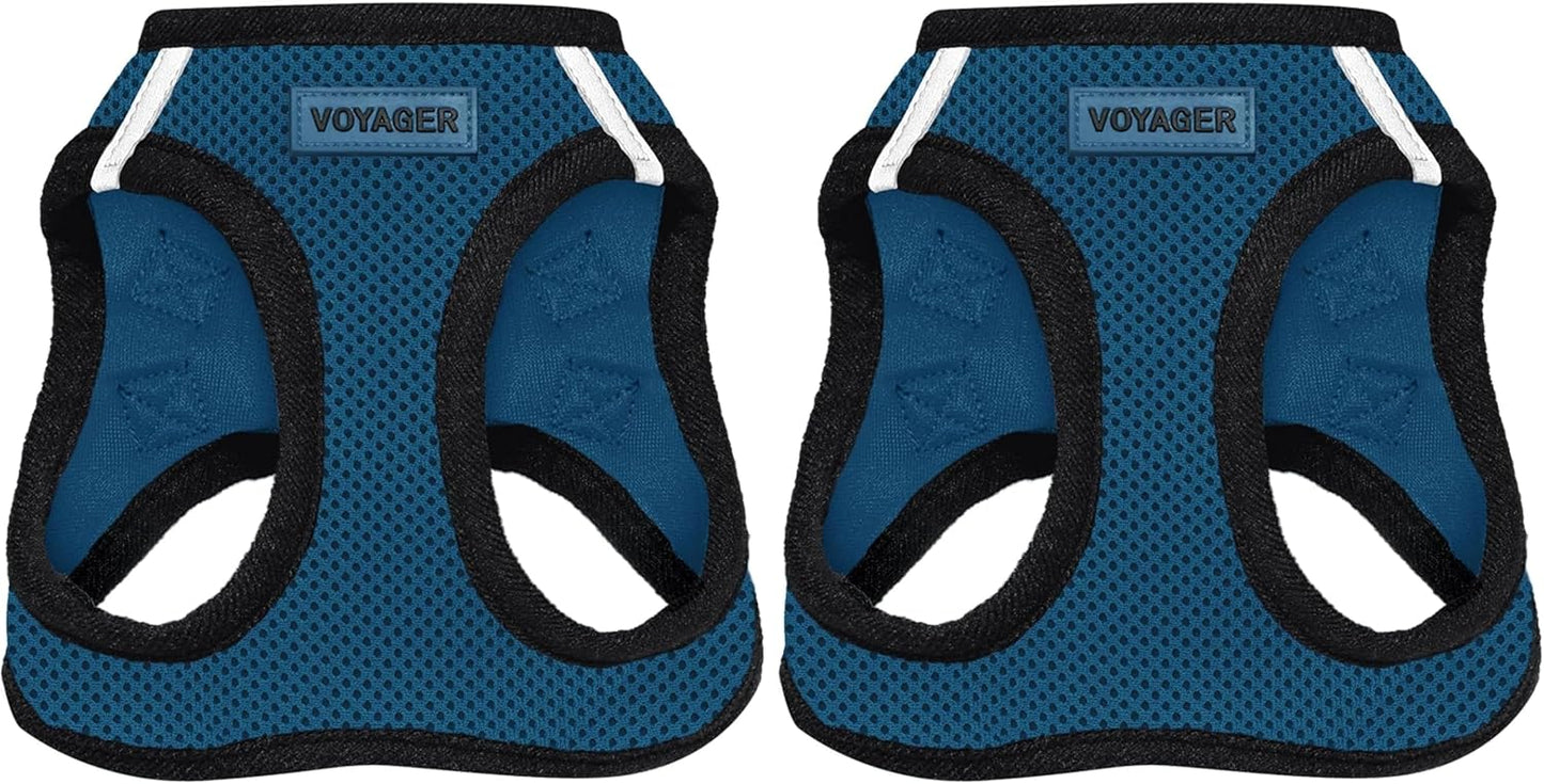 Best Pet Supplies Voyager Step-in Air Harness - All Weather Mesh, Reflective, No Pull Harness for Dogs, Cats - Secure with Hook & Loop Fastener, Buckle, Double D-Rings - Blue/Black Trim, XS