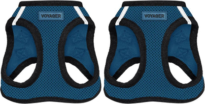 Best Pet Supplies Voyager Step-in Air Harness - All Weather Mesh, Reflective, No Pull Harness for Dogs, Cats - Secure with Hook & Loop Fastener, Buckle, Double D-Rings - Blue/Black Trim, XS