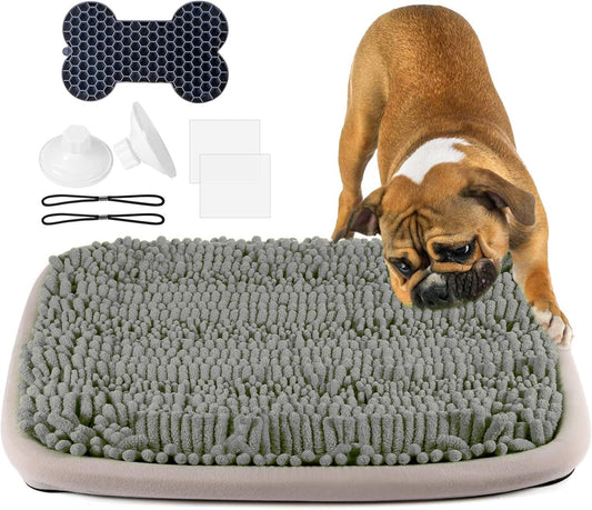 Snuffle Mat for Dogs 21x16Inc and Small Silicone Lick Mat for Dog,Dog Sniffiing Interactive Foraging Puzzle Toy, Stress Relief & Training for Small/Medium/Large Dogs(Gray)