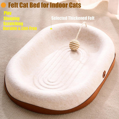Large 2-in-1 Cat Scratcher and Bed, Wear-Resistant Felt Material, Suitable for Cats and Large Cats, Effectively Protects Your Couch and Furniture.