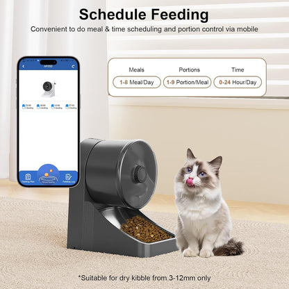 NPET 3L Automatic Cat Feeder, Wheel-Shaped Dry Food Dispenser Timed Pet Feeder for Cats and Small Dogs, 1-8 Meals Per Day - Programmable Portion Control (Black, WiFi Version)